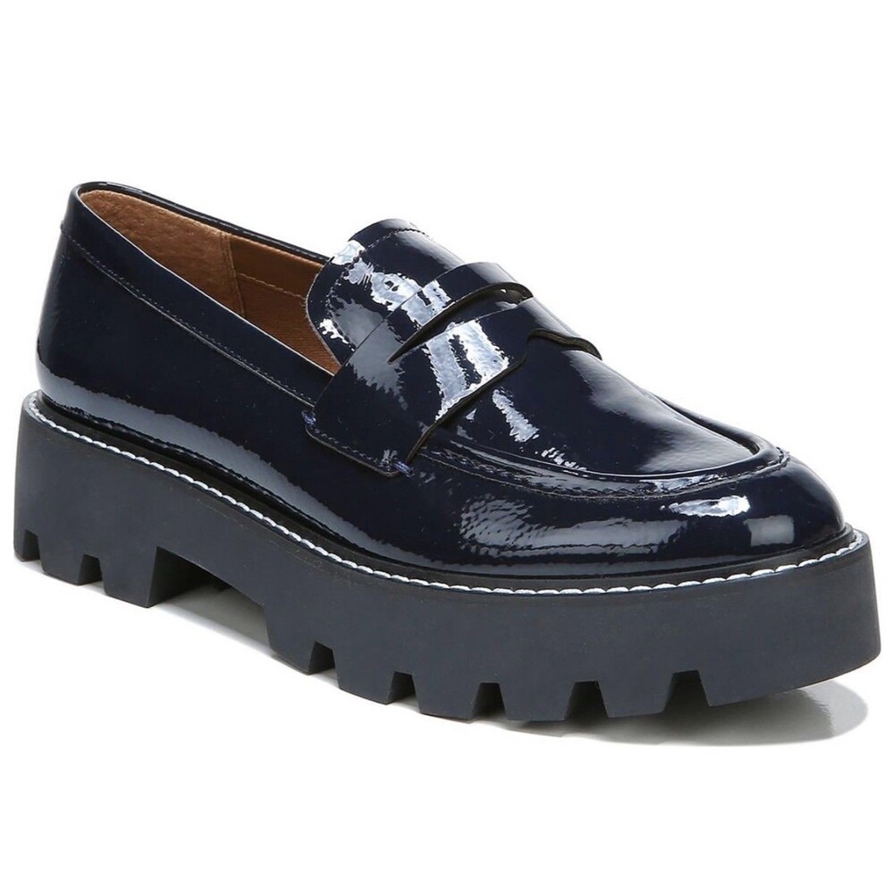 Franco Sarto Balin lug sole loafer patent leather womens size 9.5 black